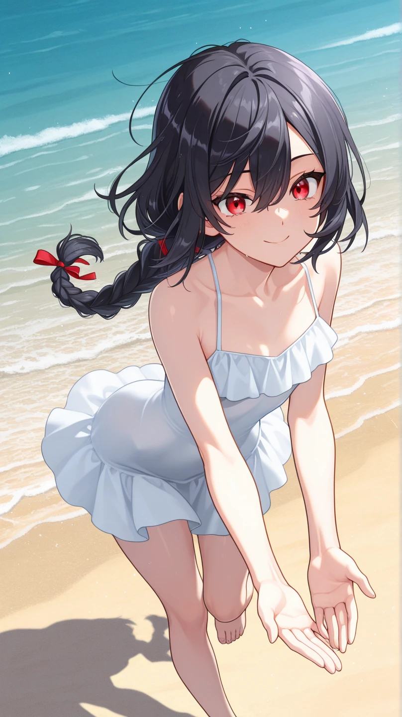 score_9, score_8_up, score_7_up, source_anime,
kurumitokisaki, kurumi tokisaki, black hair, red eyes, bikini, twintails , low twintails,
bangs, hair ornament, Black bikini, flower, short sleeves, frills, hair flower, Black bikini, rose, eyepatch, red flower, red rose, medical briefs, frilled dress, puffy sleeves,
sand beach, seaside, bent over, smile,
looking at viewer, solo, cowboy shot, dutch angle,