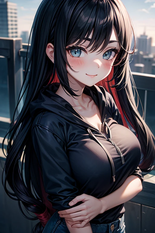 Adult Midnight (My Hero Academia), CG 8k ultra-realista, beautiful woman, seductive eyes, make-up, red lips, casual clothes
