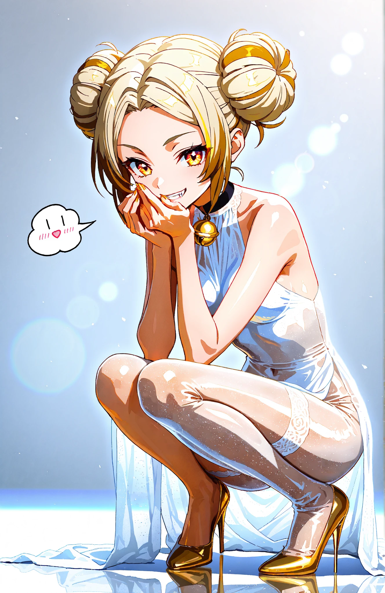 femboi, ((Masterpiece)), (Cute: 2.0), The face is extremely detailed, Enchanted expression, Strong gaze, Black Double French Braid, (Thin structure),Slightly round face, Tanned brown face, Healthy face, Big eyes, Thin thighs, (Small chest), confident pose, harsh, Almond-shaped eyes, rich palette,choker necklace,3D,open-toe high heels, goddess,open-toe high heels, goddess, Lean-yet-toned body/androgynous body aesthetic, spasm