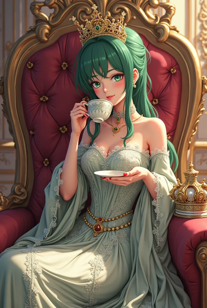 (masterpiece, best quality, detailed), 1girl, solo, pkmnJenny, looking at viewer,
<lora:wrenchelegadome:0.7>, wrenchelegadome, blue dress, layered dress, long dress, indoors, window, curtains, armchair, lamp, vase, tile floor, teacup, tray, skirt lift, parted lips, smile