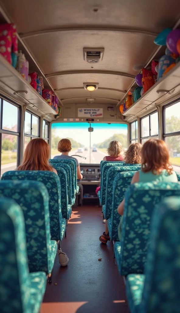 school bus, wreck side panel, live band, concert