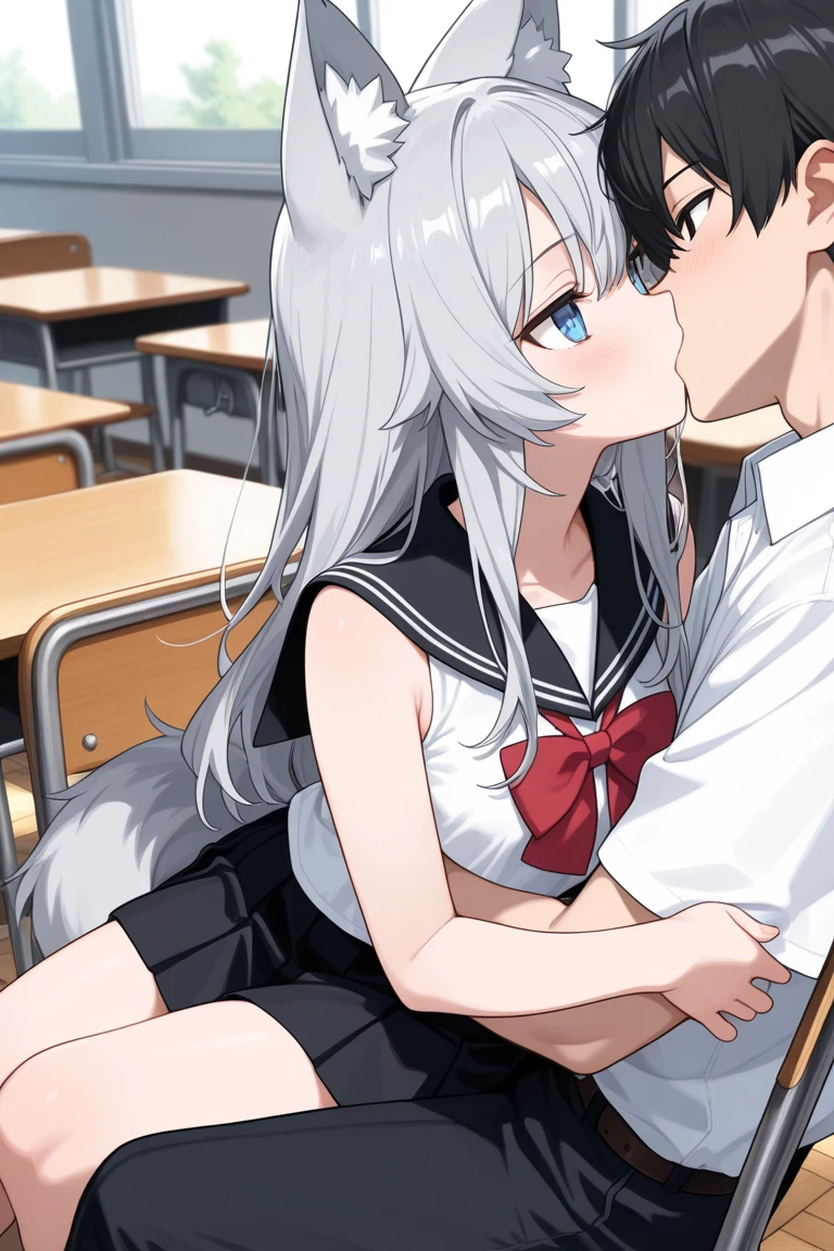 BREAK Perfect Anatomy、Highest quality、(High resolution:1.2)、Unbelievably absurd:1.3、Incredible illustrations、(Cute illustrations:1.2)、nsfw,（Beautiful background、night、classroom）、1gial(Silver hair, blue eyes、Bobcut(child,(a girl, , height 1.3meters, 30kg),,10-year-old,flat chest、tan:1.5）Appealing pussy、(flat chest)( Sex preparation:1.2、upright straddle),(shackles,)、(breathless,trembling,),Hands above head,rape,pussy juice:1.2,How(anal,Sex),How in ass,(1fat boy),penis ,（school uniform,White Silk Sexy Lingerie、garter belt）（shackles,restrained、chain、gagged）（dutch angle）（story,dutch angle,cinematic angle）
