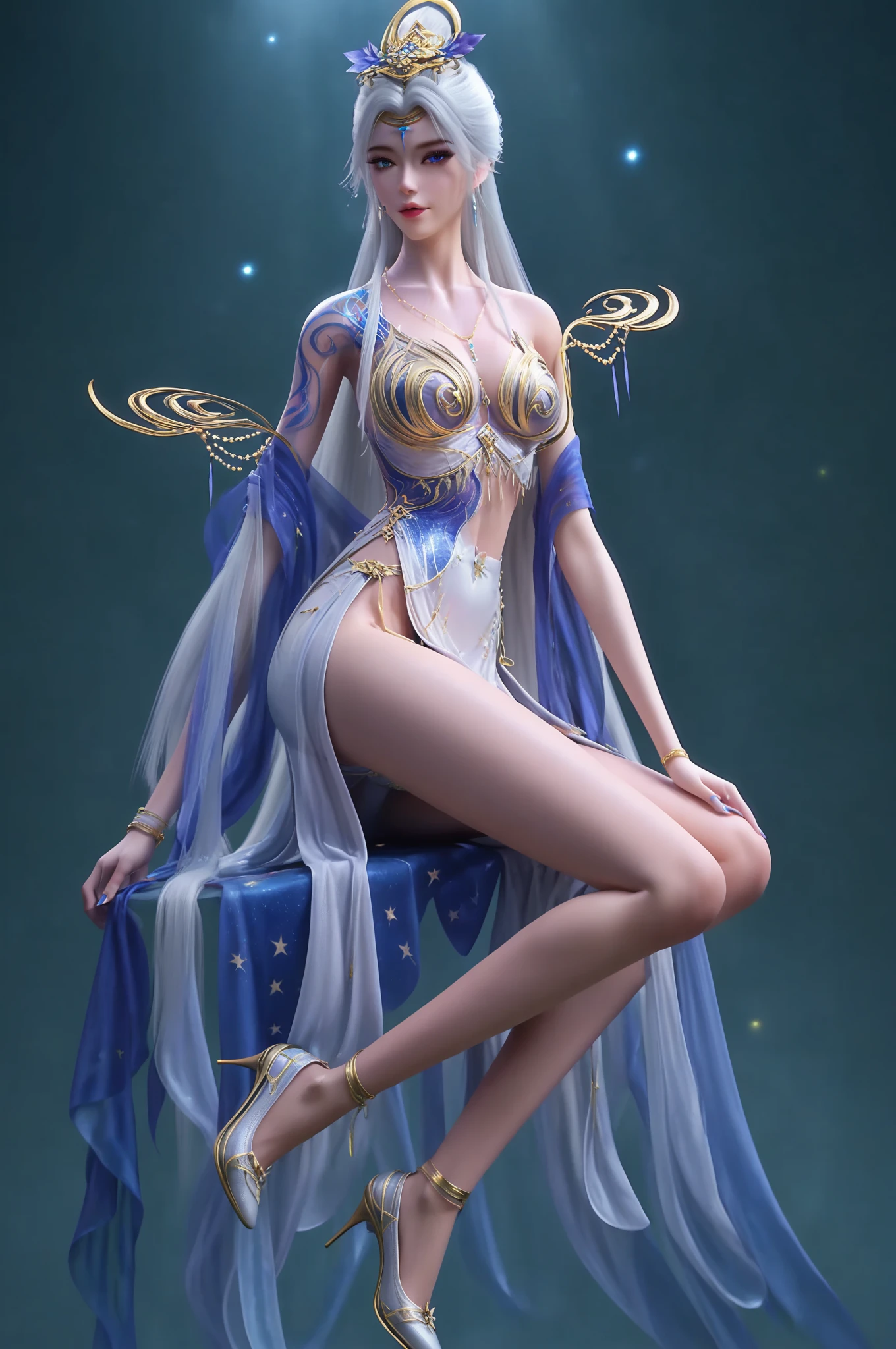 There is a woman in white dress，An apple in one hand, Beautiful fantasy goddess, ((Beautiful fantasy goddess)), Fantasy Woman, Beautiful and elegant goddess, karol bak uhd, elegant lady with alabaster skin, Artgerm on ArtStation Pixiv, aphrodite goddess of love, Artgerm et WLOP, Goddess. Extremely high detail，low-saturation, in the style of anime art, , Detailed facial features, Dream illustration style zbrush, UHD image, Feminine elegance, , anime artsyle, Organic and flowing forms, Free brush strokes, illustrated, in the style of artgerm, Long-sleeve tickets, Excellent quality, Action painter, amazing moment, vray, Unreal Engine5, cinmatic lighting, Particle, realistic PVC textures, 32K, cinematic photogtaphy, Apply vertically to the whole body, poster for, Light smile, bead necklace, Bokeh, Verism, Cinematic lighting, Ray tracing, reflective light, shadowing, Anatomically correct, Textured skin, Super detail, High details, High quality, Masterpiece, retinas, ccurate, Award-Awarded, Best quality, A high resolution。