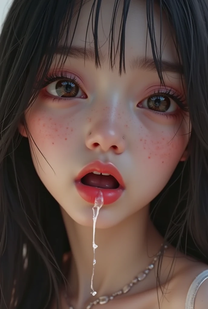 (Masterpiece:1.2, best quality), (Beautiful eyes with exquisite details: 1.2), (Detailed background,dark fantasy), (Beautifully detailed face), high contrast, (Best illumination, Delicate and extremely beautiful), ((Cinema-grade lighting)), colorful, hyper detail, incredible light, complicated details, (1 woman, alone,black hair, Sharp face,Low Twintails,conjunctivitis, hair between the eyes,Dynamic angle), (sperm splash:1.4), Black light swirled around the character., depth of field,black light particles,(broken glass),magic circle, open mouth, stick out your tongue