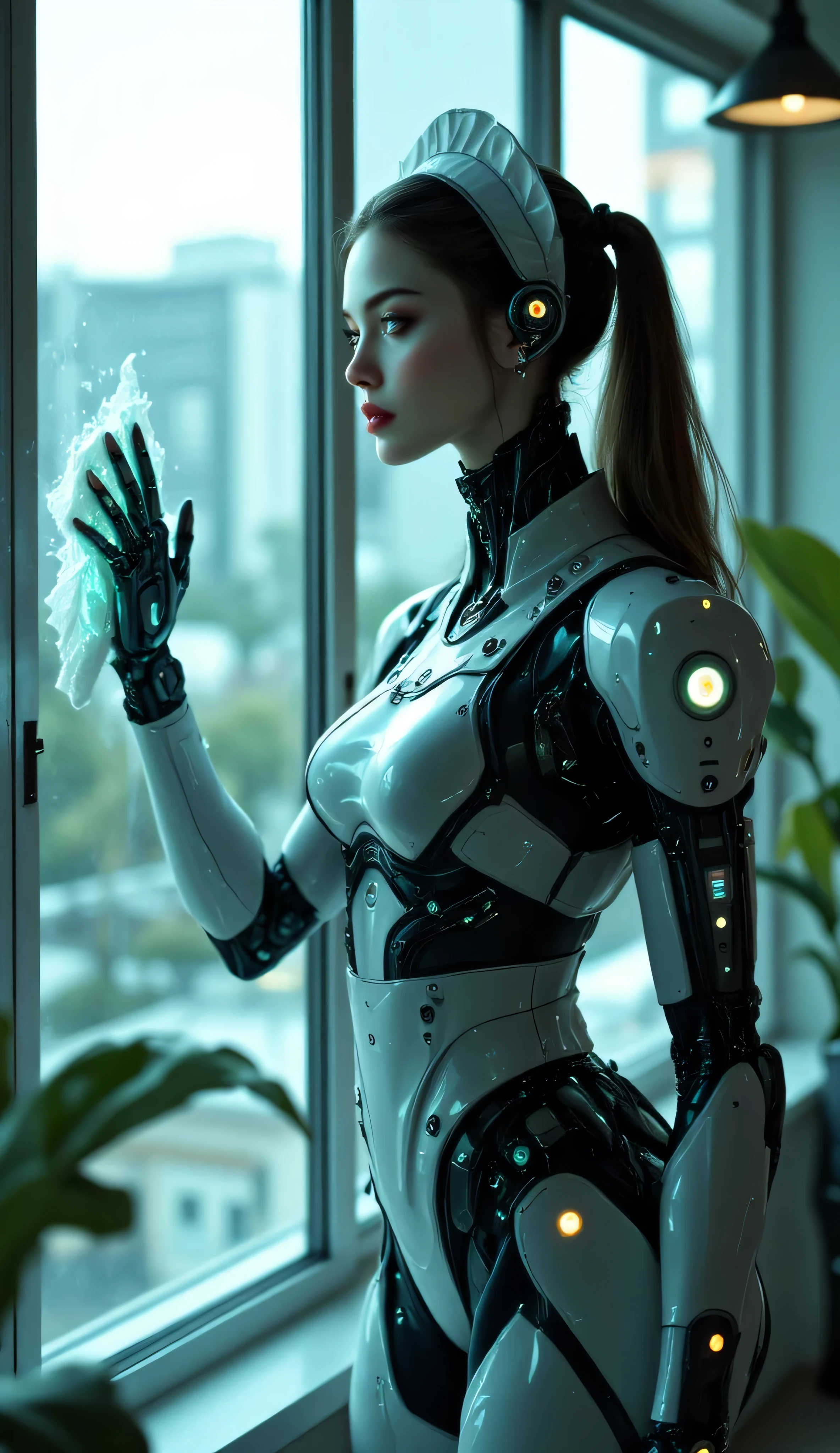 Sexy female cyborg erotically sitting at a table in a sidewalk cafe, foot on foot, (Best quality, 4K, 8k, A high resolution, masterpiece:1.2), absurdity, masterpiece, ultra detailed, (realistic, photorealistic, photorealistic:1.37), complex parts, HDR, (complex parts:1.12), (hyper detailed, hyper realistic, Soft lighting, spicy:1.2), beautiful figure, Magnificent Anatomy, (complex part, Hyper detailed:1.15), Smooth skin,