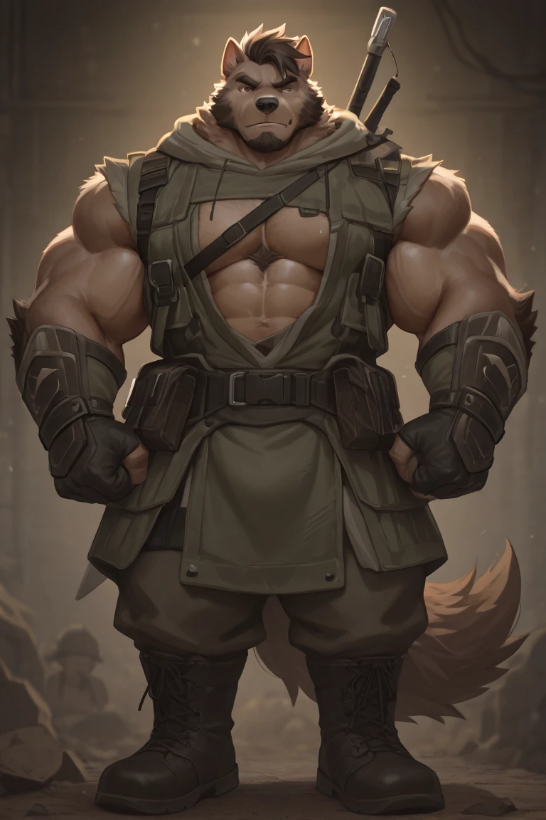 a drawing of a man in a uniform holding a hunting bow, detailed full body, (((archery armor))), military hat, black police outfit, black pants, military shoes, police cap, beautiful full body, full uniform, an anthropomorphic fox, beard, mature, daddy, furry character, anthropomorphic furry art, anthro concept art, commission for high res, fursona commission, fullbody commission for, purple fur fox, archer, (((hunting bow))), (((purple fur))), muscular, bulking, tall, big pectorals, archer, beard, ((fox)), furry art, archer armor, hold a ((scifi bow)), (muscular), (big body), (beard),
