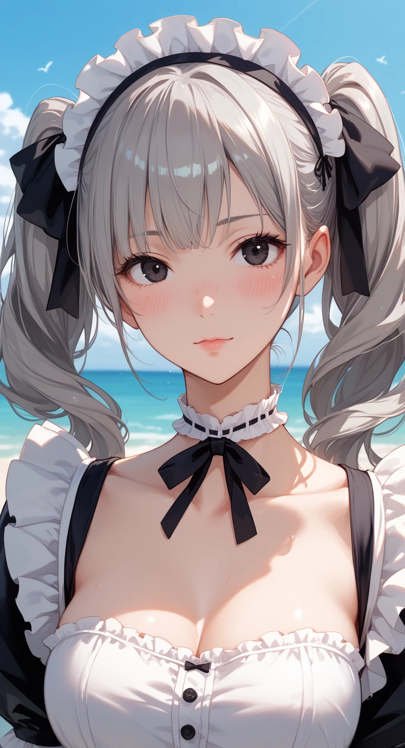 melusina, melusina, (brown eyes: 1.5), long hair, white hair, side locks, (small breasts: 1.2), BREAK white sexy nurse, sexy nurse, wedding,thighs, thighs, white thighs, REST looking at the viewer, REST outdoors,beach, sea, sand, blushing face, BREAK (masterpiece:1.2), best quality, high resolution, unity 8k wallpaper, (artwork:0.8), (beautiful detailed eyes:1.6), extremely detailed face, perfect lighting, extremely detailed CG, (perfect hands, perfect anatomy), on all fours