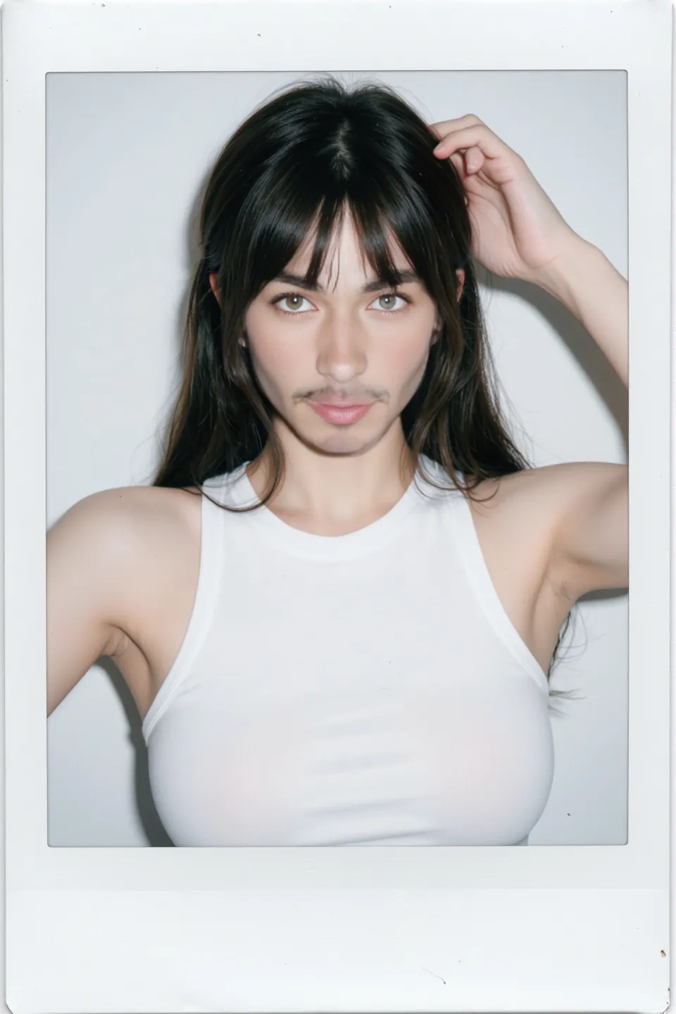 Pornographic magazine cover, young woman, 18yo, provocative position, medium breast, perfect body, narrow waist, wide hips, thigh gap, exposed ??????