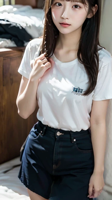Japanese、18-year-old、Very slim、((Smiling))、Summer clothing