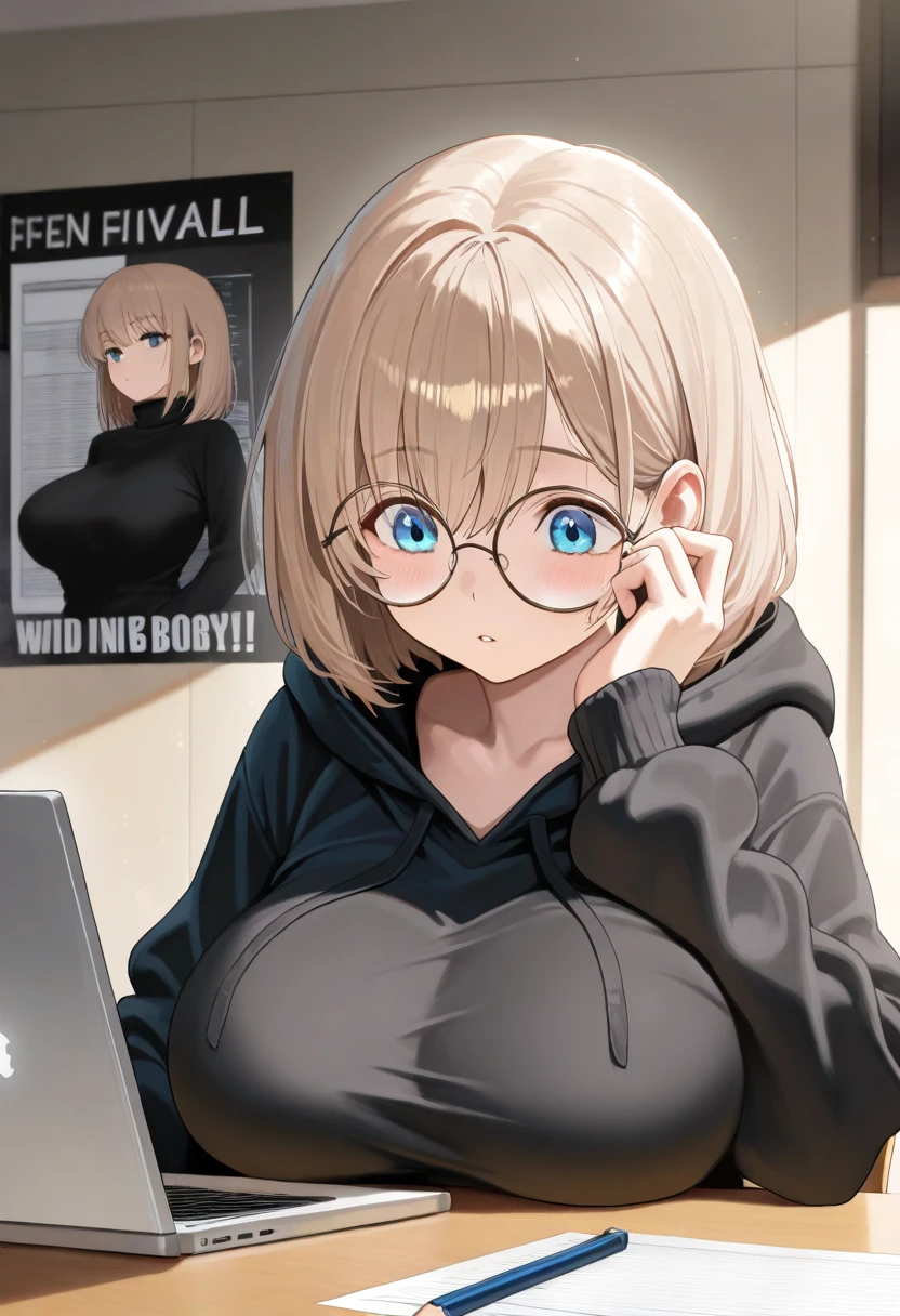 1 adult anime girl, hair color - white, hairstyle - bob, elven ears, stern eyes, eye color - red, glasses, embarrassed look, closed full mouth, face covered in sperm, bare breasts, T-shirt raised, white T-shirt, bulging breasts, miniskirt lifted, panties visible, tight panties, protruding vagina, stockings, high black heels, rich colors, studio light, natural light, lots of detail, high quality image, detailed eyes, random pose