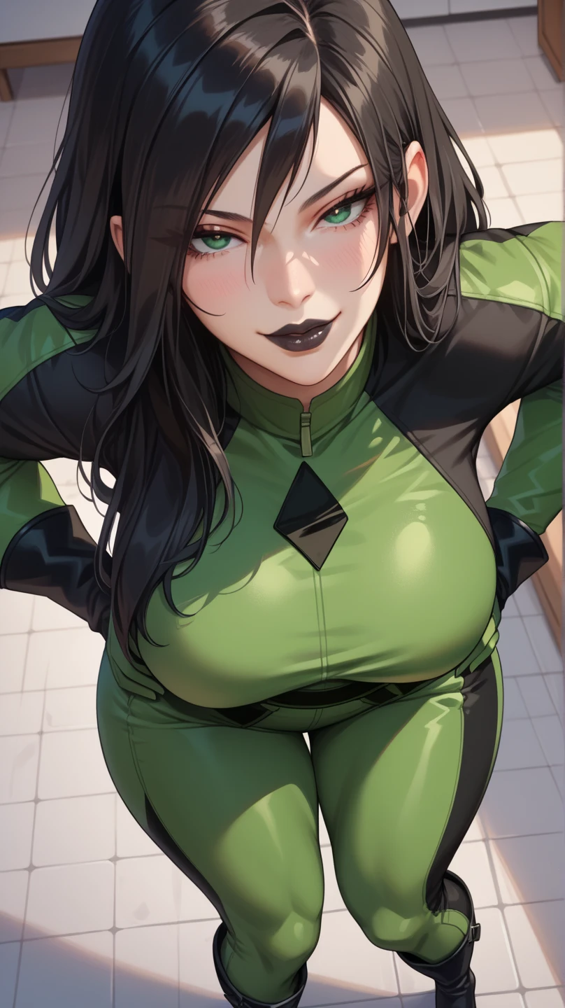 muscular black hair yellow eyes pale skin girl sad cleavage huge breasts blushing frown sweaty long straight hair long straight hair long straight hair long straight hair long straight hair flowing garments