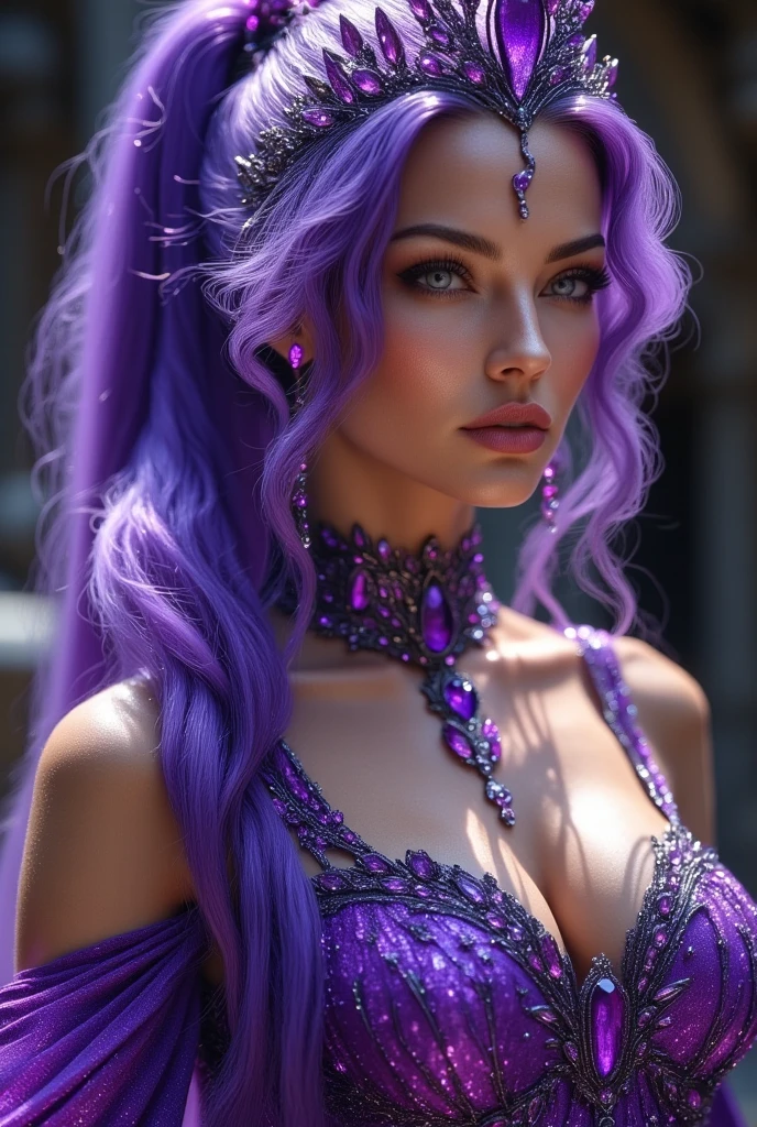 This is a highly detailed and semi-realistic fantasy art image with beautiful layers of shimmer, glimmering silks, and a glittering aesthetic. Create a beautiful and bold dragon woman. She should have intricate and elegant horns, detailed and multi-colored scales, and a striking face. Her eyes are highly detailed with natural shading and realistic details. Include small and ornate details like smaller dragons and bright feathers. Use soft pastel hues with unexpected pops of bright color. Use compelling composition techniques and fantasy lighting to create a cinematic and unforgettable atmosphere. (((masterpiece))), (((best quality))), ((ultra-detailed)), (highly detailed CG illustration)

