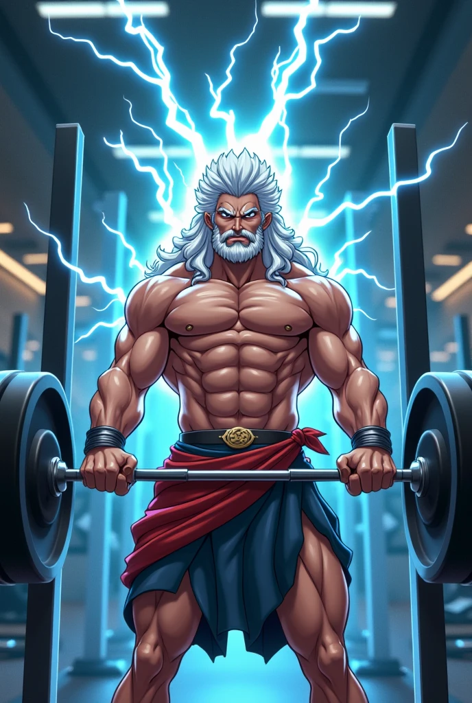 Zeus lifting gym bar caricature s at the bottom