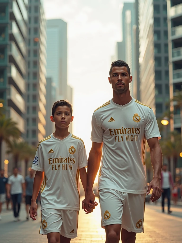 Cristiano Ronaldo with a Real Madrid jersey, who wears the number 7, with bellingham