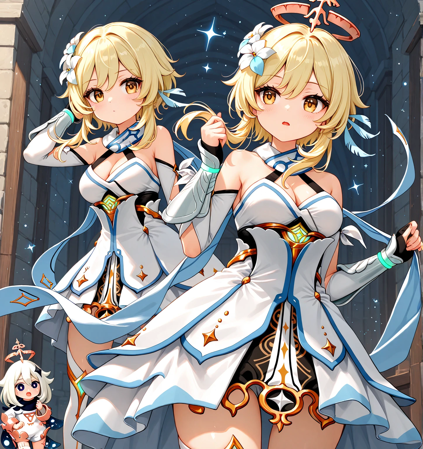 Sagittarius、(Blonde Hair 1.7)、tarot cards,Hands together,Vulcan salute,attention, There is a halo behind the head,finely_detailed, perfect_Body, perfect_Eye, perfect_Face, perfect_finger,Yu-Gi-Oh card game style、(((Voluminous breasts 1.8)))、(((micro bikini 1.4)))、(Saggy breasts 1.4)、(Cleavage 1.4),Seductive pose、Random Pause、cowboy shot、
(The Sagittarius symbol is depicted on the card frame 1.3)、Three-dimensional depiction that seems to emerge from the card, ultra-detailed depiction, artistic、A pose that makes it seem as if the person is coming out of the card、The card frames are drawn in super-beautiful detail, perfect anatomy, perfect fingers, super beautiful faces, stunning beauties aged 16 to 30、Greek mythology sculpture style background、Super beautiful eyes, and the card frame features illustrations of the moon, sun, stars, and golden coins、The card frame features an illustration of a sword and shield、Card colors are random、Depicts the symbol of Sagittarius、Write the letter Sagittarius、Write Sagittarius on the top of the tarot card.May the person who sees the tarot card be happy、Write the word "Sagittarius" in embossed letters on the tarot card、Magic wand, spear, bow and arrow, guitar, fire, water, earth, wind, dagger, pen, sword, crossbow, large shield, gloves, fishnet stockings、Flowers, leaves, good luck, four leaf clover、Scattering jewels、Diamond, ruby, sapphire, topaz, blue sapphire, pearl, crystal,Virgo sign tattoo on body、Random hair color、Rainbow, red, blue, orange, yellow, purple, green, gold, silver, light blue, brown, white, yellow-green, navy blue, pink,