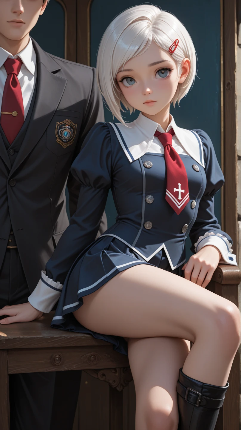(man and woman kissing:1.6),, (masterpiece, Best Quality, high resolution, nffsw, Perfect Pixel, depth of fields, 4K), , Perfect body, , (boy and girl:1.6), (2 human in picture:1.6) boy on top, maou_sasha, twintails, , long hair, blue eyes, purple eyes, blonde hair, hair ribbon, ribbon, hair ornament, hair between eyes, uniform, jacket, ,, , nsfw,(???????:1.3) ,(slut:1.2),(vulgarity:1.3),(fucked silly:1.1),(steam:1.1),(wet:0.8),(trembling:0.8),(tears:0.7) ,(drooling:0.6),(sweat:0.8), wince,(??????:1.5), , (nipples:1.4), (boy fondle girl's breasts:1.6) , , (???????? sex:1.6),
