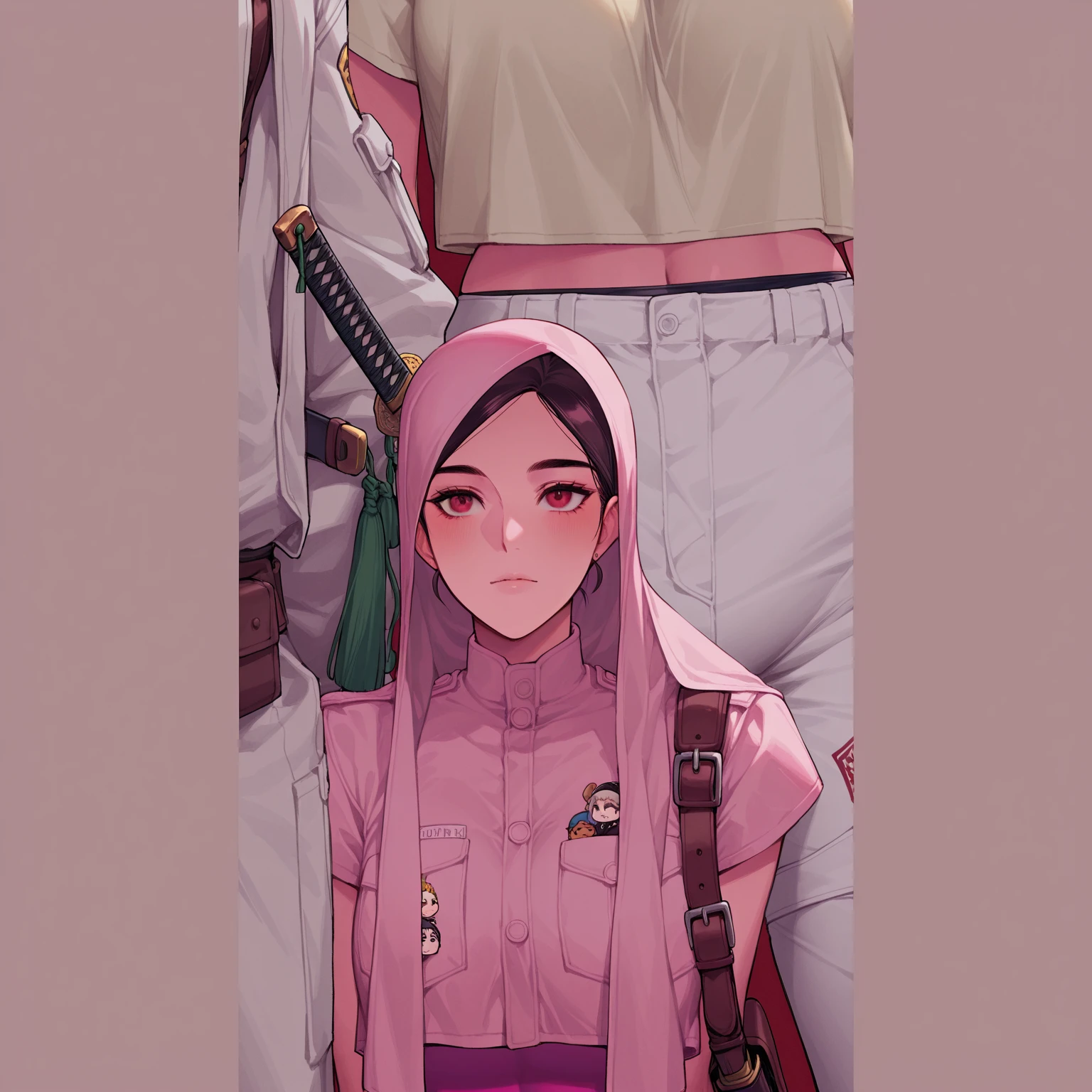girl,hijab,school,happy,close eyes,hijab wet long clothes,and long panties white short outfit,teacher,teacher outfit,teacher and student,screamed