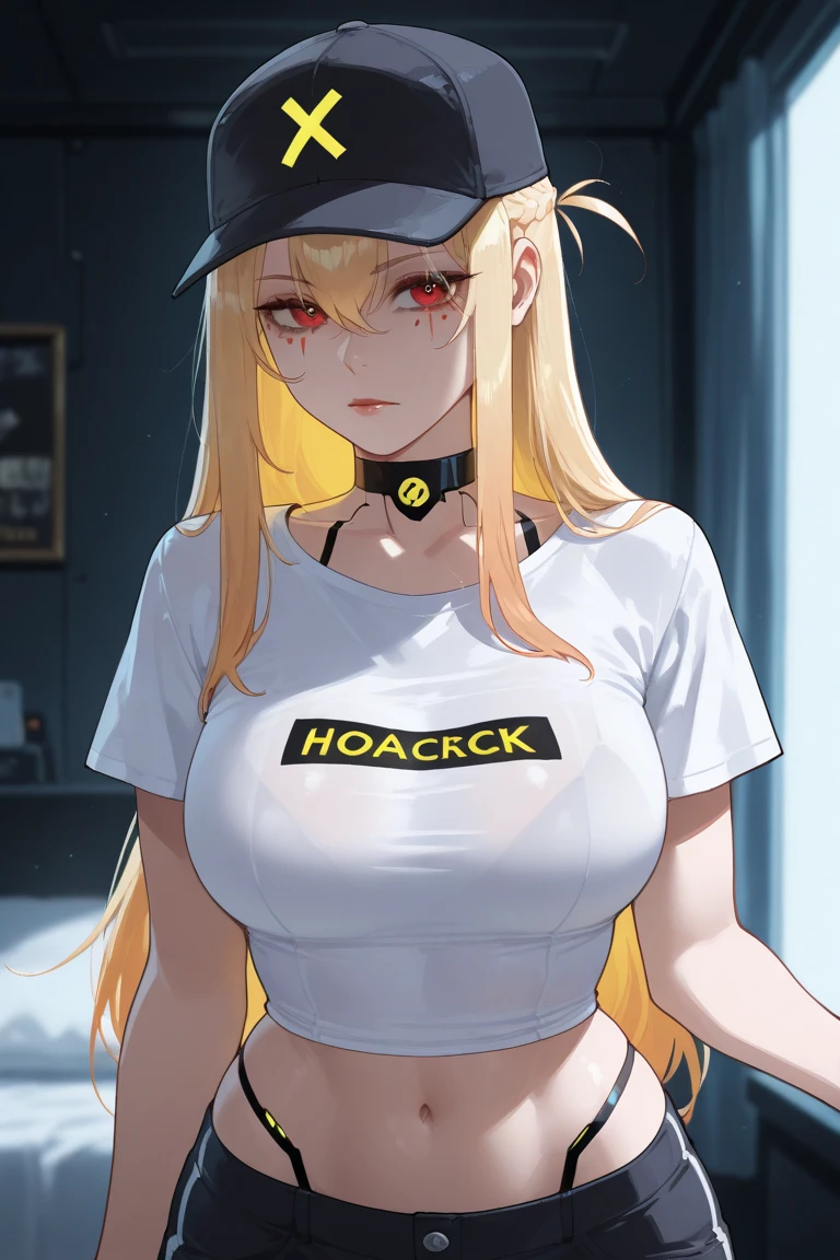 A beautiful girl on the street wearing a tight body fitted T-shirt and shorts with a map printed on it.