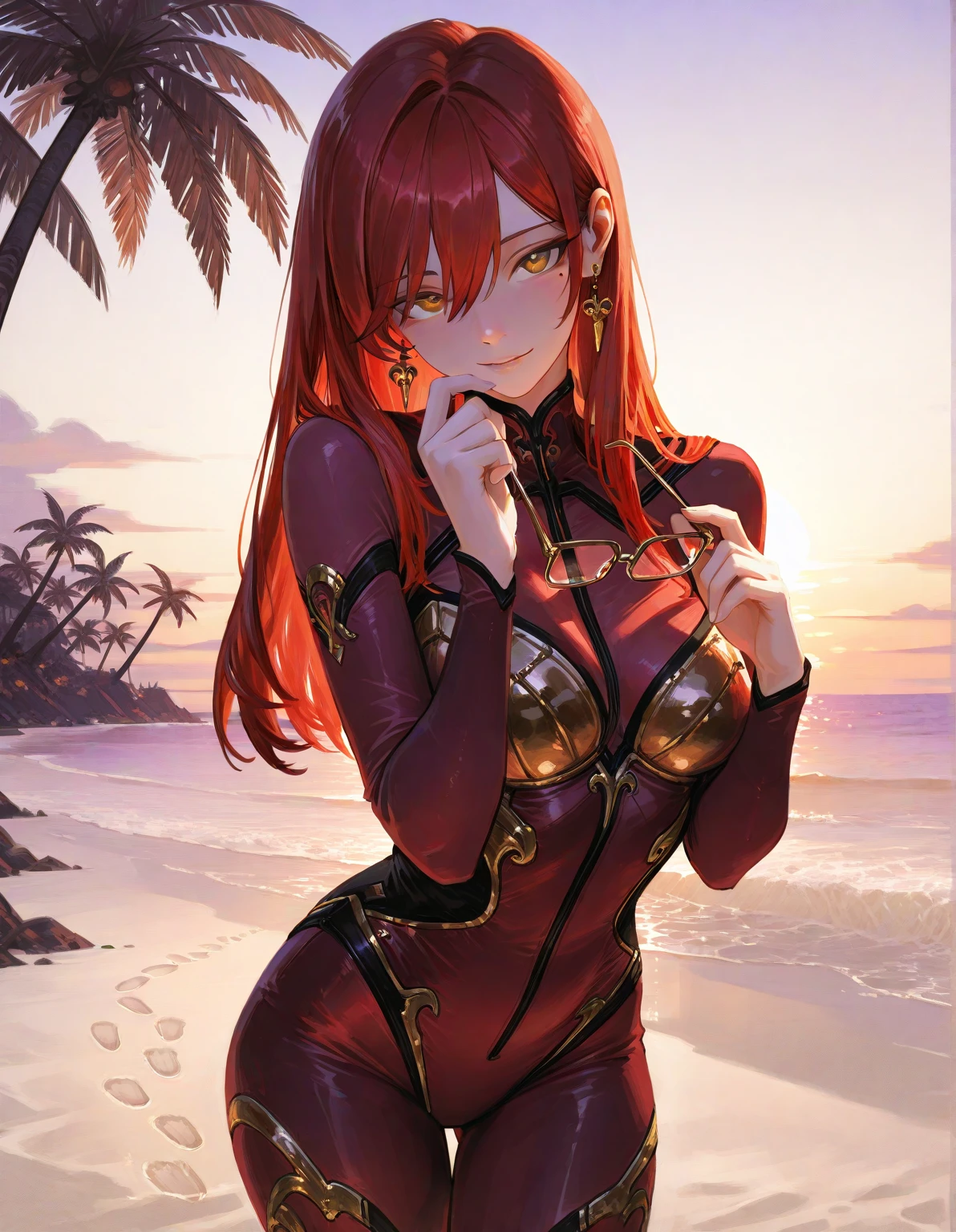 "((extremely detailed CG unity 8k wallpaper)), very best quality, ultra-detailed, floating,(1girl),bright green eyes, (red hair:1.2),crystal clear lake, beautiful landscape"
