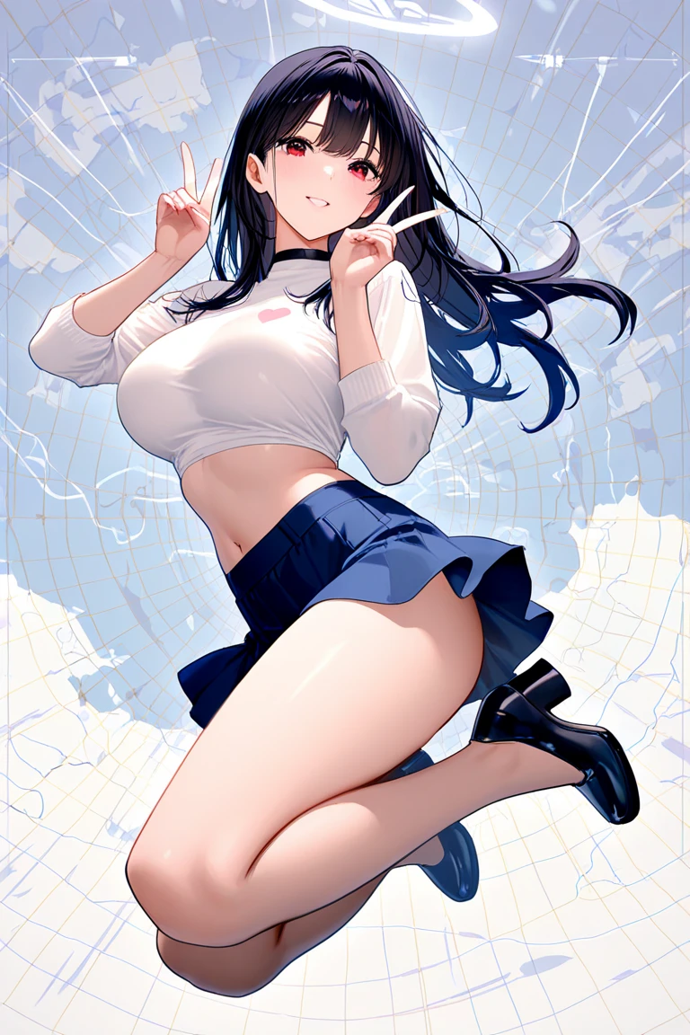 woman, 20-year-old, Short dark wavy hair、bangs、Plump nipples、(White Turtleneck Knit)、(blue long skirt), black stocking dium milk, cute smile、((Pose that emphasizes the buttocks、looked back))、sexy hips、black high heels、big necklace、((((The wind blew my skirt away, Please expose my panties...))))、(Light blue lace panties)、Cute Earrings、(Please tilt your head slightly)
