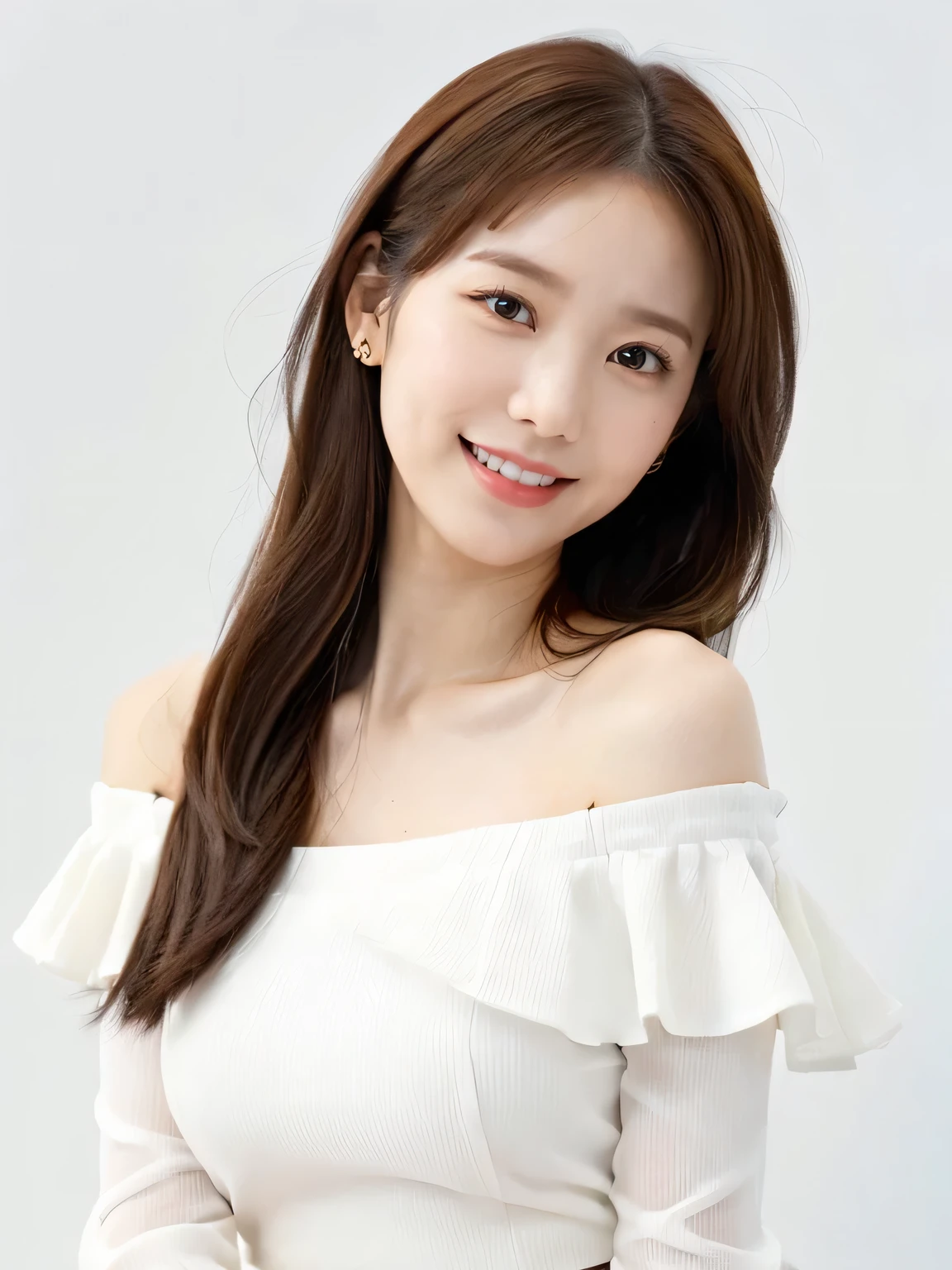 (masterpiece:1.3), high resolution, ultra detailed, extremely detailed CG unity 8k wallpaper, realistic, photo-realistic, RAW photo, beautiful detailed face, pale skin, realistic glistening skin, detailed cloth texture, detailed hair texture, Perfect Style, Beautiful Face, accurate, Anatomically correct, Highly detailed face and skin texture, natural neck length, (wet body, wet hair:1.1),
BREAK
Detailed eyes, symmetric eyes, Brown eyes, Double eyelids, Thin eyebrows, (Sexy Lips:1.3), (happy smile:1.2), (blush:1.2)
BREAK,
((Innocent and Cute girl:1.3)), ((wearing a off-shoulder White blouse:1.4)), (Gold buckle belt), (skinny jeans:1.2), (cross strap high heels:1.2), (necklace, bracelet), (Thin hoop earrings), (pinky ring), (beautiful blue nails:1.2),
Layered Hairstyle, (brown hair:1.2), (wavy hair:1.2), medium long hair, (small breasts, firm breast, nicely shaped breasts:1.1), (Extremely thin waist)
BREAK,
((Standing to close:1.4)), ((looking up at viewer:1.2)),
((close-up shot:1.2)), (Focus on face:1.2), (from above:1.2), (in an outdoor stylish beachside terrace), ((A view of The night sky filled with numerous stars and a large full moon shining brightly:1.3)),