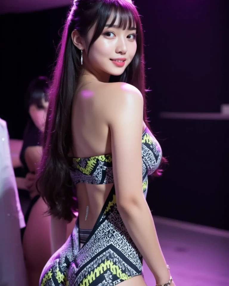 (in 8K、top-quality、超A high resolution、masterpiece:1.2)、(Photorealsitic:1.4)、(detailed skins:1.3)、Beautiful Japan girl at 18 years old、(Detail Eye) 、1人、(Rave Festival at night)、(The bikini)、Sweaty skin、long hair of light colors、LED Screen Monitor、stage lighrt、Lit up、Stage lighting、Laser beam、festival、Lens flare and high resolution texture GPT-3.5、Elaborate CG、cowboy shot、beautiful lighting、lighting like a movie、Background SSR Card Design、prisma、kirakira、(foco nítido)