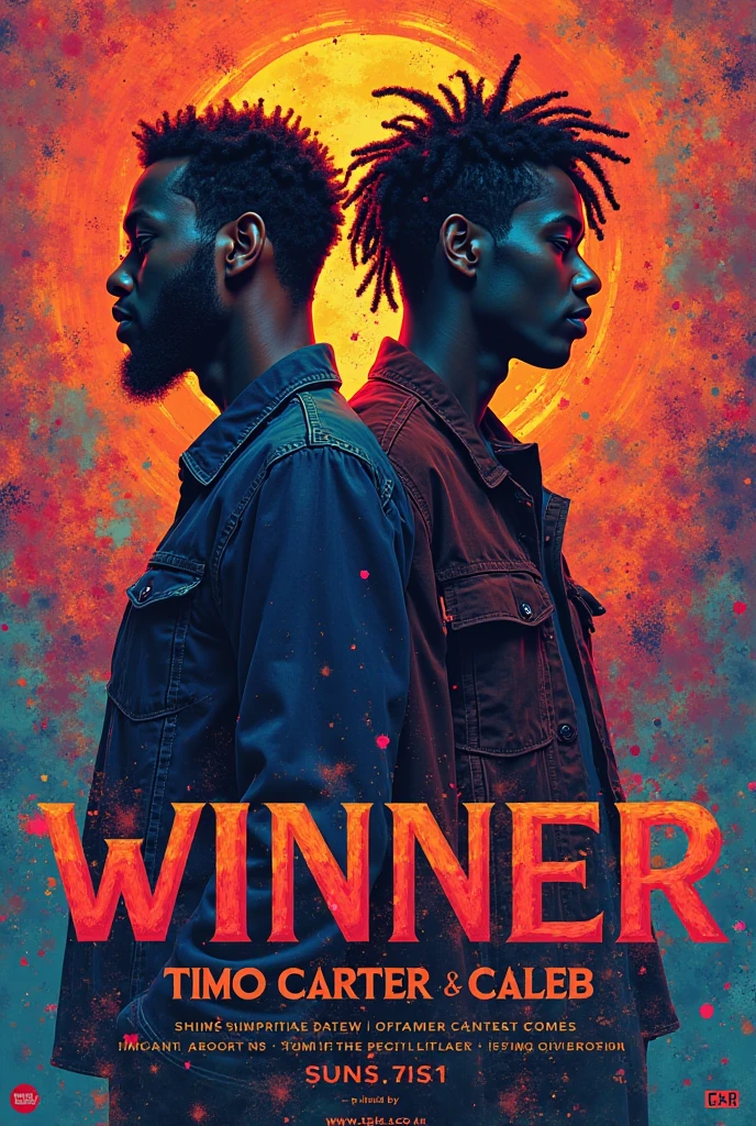 Two male African black handsome boys in a fire and thunder back ground