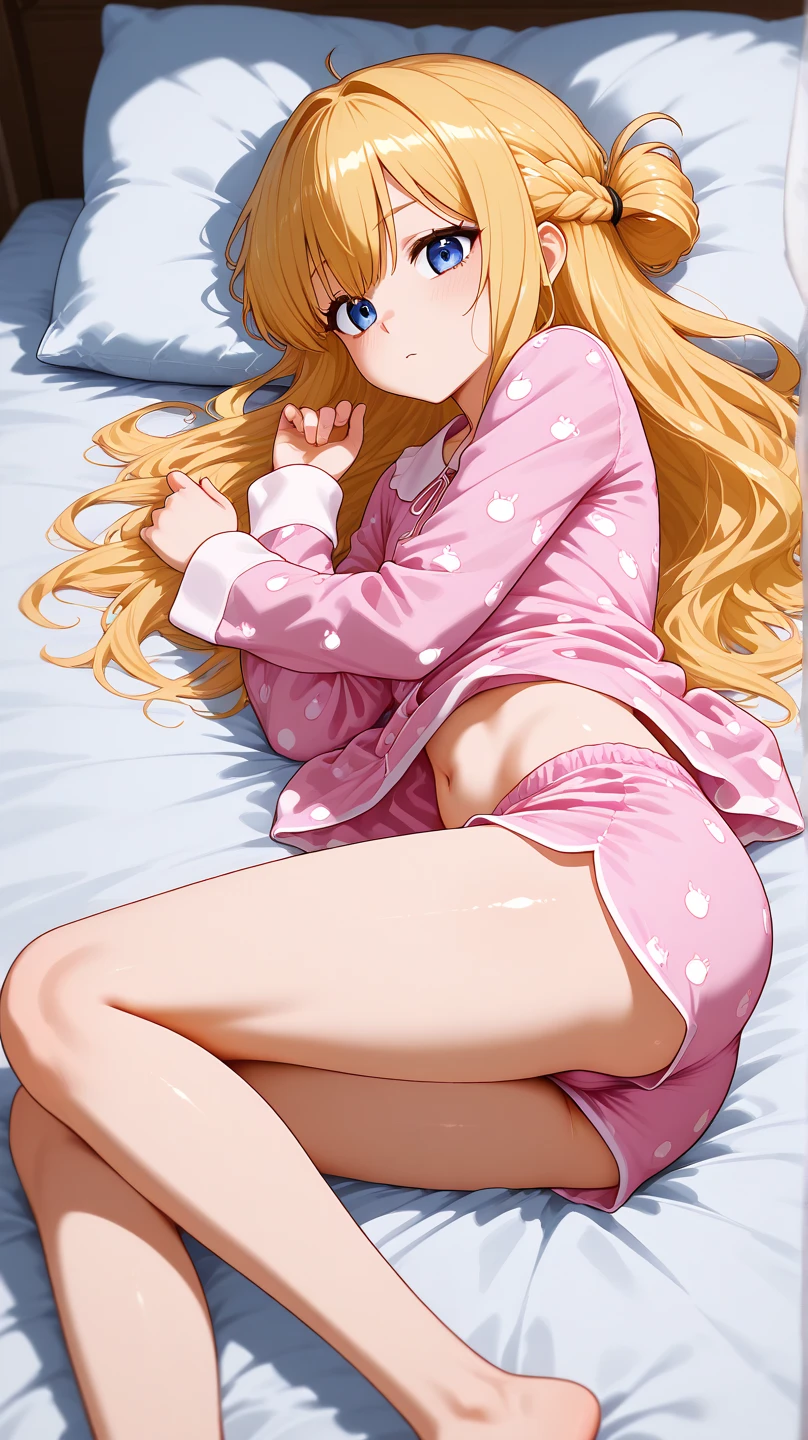 You can make an anime character with blonde hair and eyelashes and Hello Kitty pajamas.