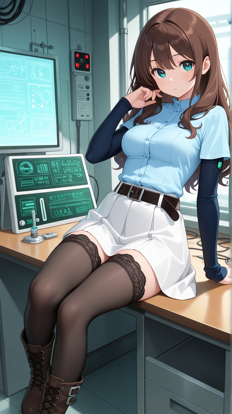 score_9,score_8_up,score_7_up,saurce_anime,rating_explicit,masterpiece, best quality, very aesthetic, absurdres, 2 girls,elma \(maidragon\), kobayashi-san chi no maidr,brown hair,long hair,ponytail,Lesbian couple, (huge breasts),huge hip,Glamorous body,breast milk,(white collared shirt, pleated skirt,Checked Skirt), confinement, caged, restrained, bondage,  big machinery, sex,vaginal,doggy_style, laboratory, detailed inside machine, cockpit, gears, motors, shafts, transmissions, terminals, [electronic] circuits, vacuum tubes, [electrical] cords,,nipples, navel, embarrassed,blush,happy, wet, sweat, orgasm,cum on body,excessive cum,drool,sweat,pussy juice,love juice