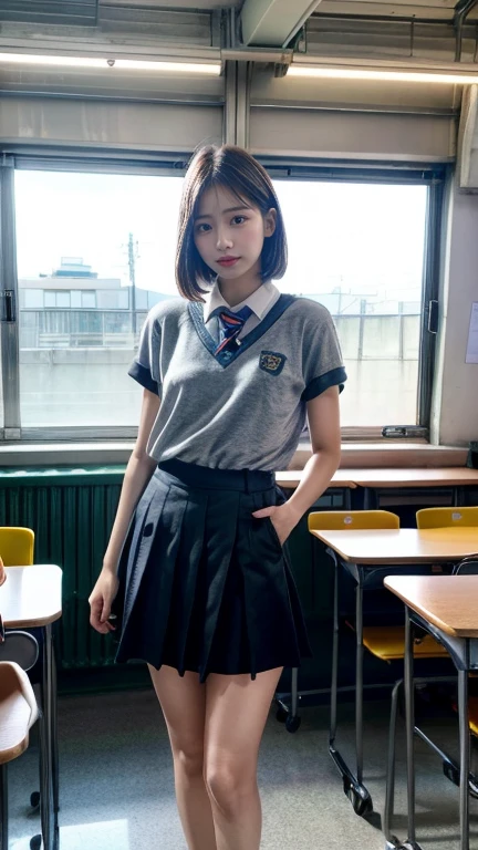 (Realistic:1.4), Highest quality, masterpiece, RAW32K Photo, (Very detailed美しい日本の女の子), (Very fine particles:1.2), (Baby Face),(Cute Face:1.2), Very detailed, Ultra-high resolution, wonderful, break,
(school uniform:1.5), Detailed school girl, (Bright classroom 1.3、Moody light), Beautiful detailed girl, Cute Face, mini skirt,(thigh)、(((She lifted her skirt to show her pussy、Show me your pussy)))、((short hair))