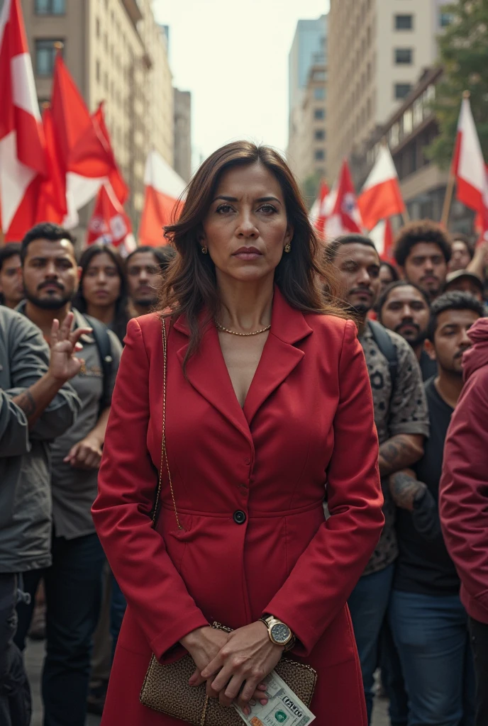 Maria Corina Machado with Venezuelan people in the background