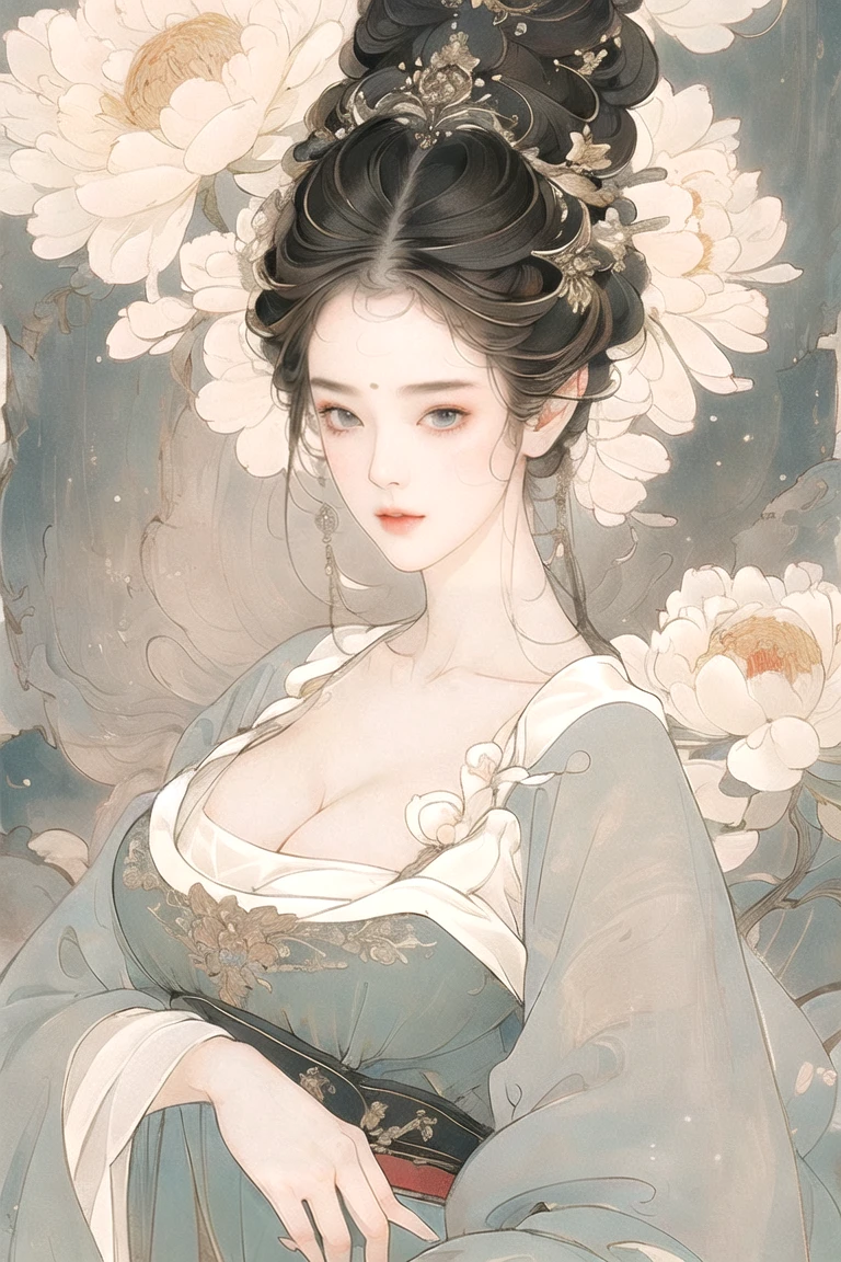 best quality, masterpiece, (Big Breasts,Cleavage close-up,Wide hips, Curvy beauty,), The skin texture is delicate, Detailed fabric texture, Delicate face, Super Detail, 8k, Intricate details, 1 girl, 30 years old, High contrast, High resolution eyes, Blonde