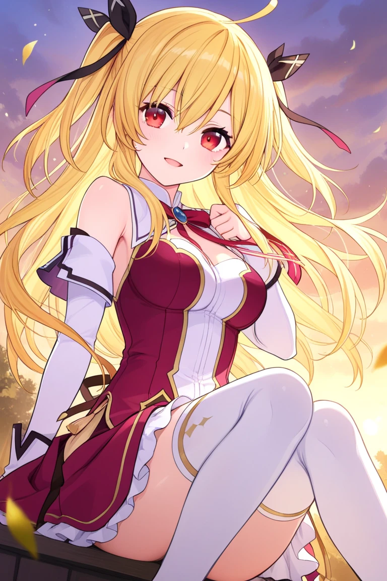 1girl,solo,cowboy shot,standing,(blonde hair:1.8),(long hair:1.2),ahoge,hairs between eyes,curly hair,(brown eyes:1.4),(beautiful fingers:1.4),(perfect anatomy:1.4),(arms_behind_back:1.8),(cold_shoulder:1.2),(pure white:1.8),(wedding dress:1.8),(silk lace glossy lamé:1.4),(latex luster shiny glossy metallic:1.6),(shiny_clothes:1.6),masterpiece,best quality,(Ultra high definition eyes:1.2),8k,(Beautiful detailed eyes:1.2),(Fine and beautiful eyes:1.2),(pretty eyes:1.2),finely detail,extremely CG, absurdres,high resolution,illustration,Detailed and beautiful outlines,finely detail,high resolution,(colorful refraction:1.4,Increase saturation:1.2),beautiful lighting,dynamic lighting,closed room,black background,simple background, smile,looking at viewer,shamiko,(curled horns:1.4),(demon tail:1.2),(pure white wedding gloves:1.4)