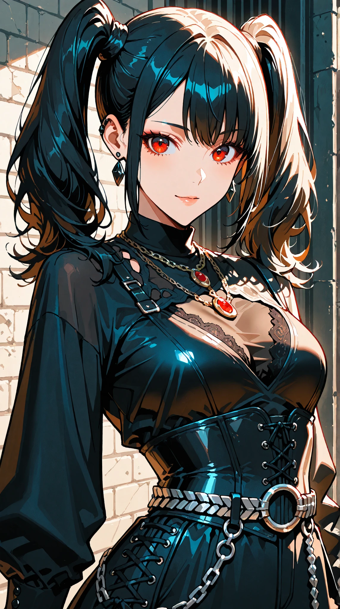 ((Masterpiece, best quality)),edgQuality,smirk,smug,
edgCorset, a corset with a leather belt and buckles
harness,buckle,multiple chains,
<lora:edgCorset1:0.85>
<lora:MarinKitagawa:0.65>gradient blonde hair color, piercings, choker,red eyes,