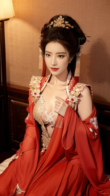 （8K，RAW photos，top Quority，tmasterpiece：1.2），（realisticlying，realisticlying：1.37），（This photo was taken inside the Forbidden City in Beijing：1.2）， Ancient Chinese costumes，full bodyesbian，the bride，There is only one person in the photo，Solo photos，period costume，Mannequin，Ancient royal palace，（Chinese cheongsam depicting dragons and phoenixes：1.5），（Luxurious Chinese cheongsam：1.5），（Small breasts），（Chinese dragon robe：1.5），Ancient queens，Frigidity，abstact，（up front view），详细的脸，More lips，More eyes，二重まぶた，（Clearly visible shapes），perfect bodies，shiny skins，sexyposture，Sexy expressions，eye contact with the camera