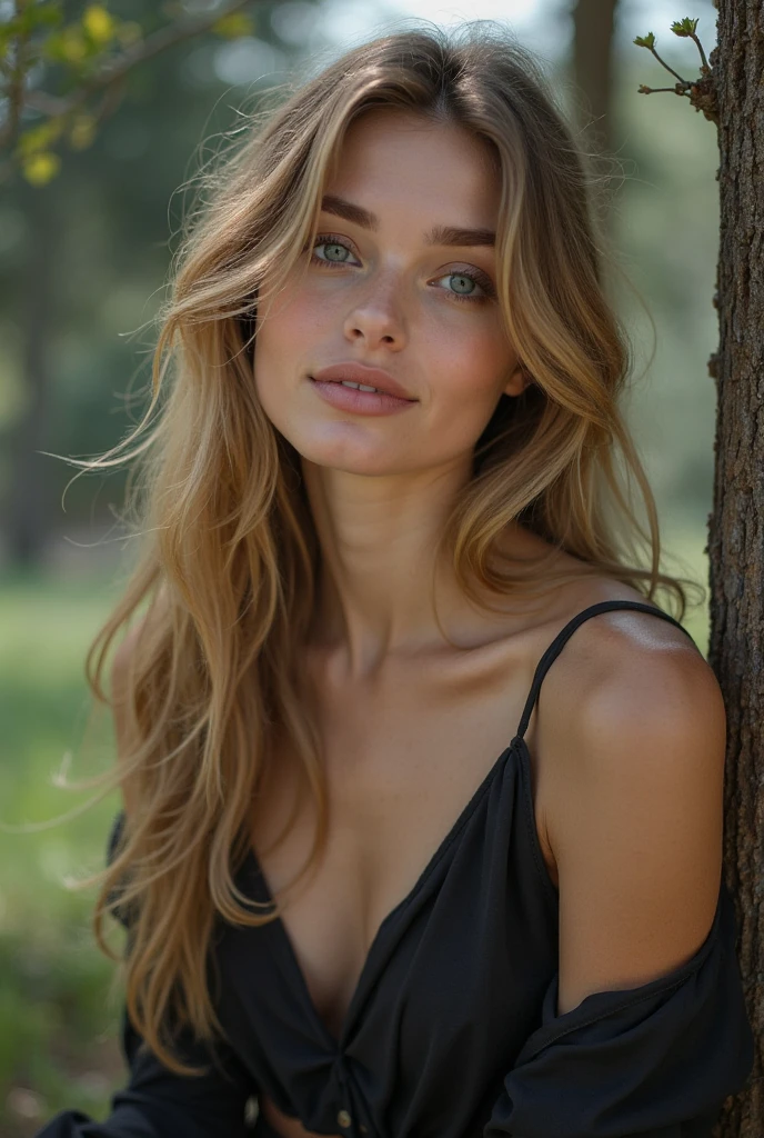 best quality, masterpiece, (photorealistic:1.4), Close up, 1 girl, upper body, Black Dress, Corset, long hair, flowers around, forest background, sweet girl, IDOL,  -- Face Details:1.7 -- <lora:Siri-01:1>