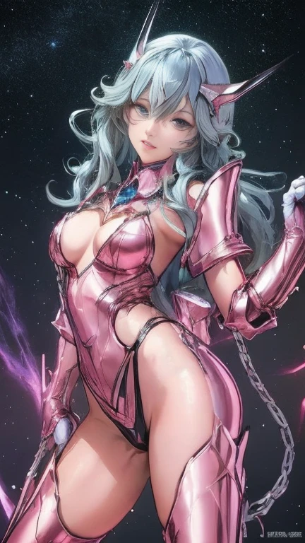 Sexy asian woman, silver hair, stringy body suit, sexy, thong, big butt, gold weapon, waifu, trading card, trading card style art, holo, shiny
