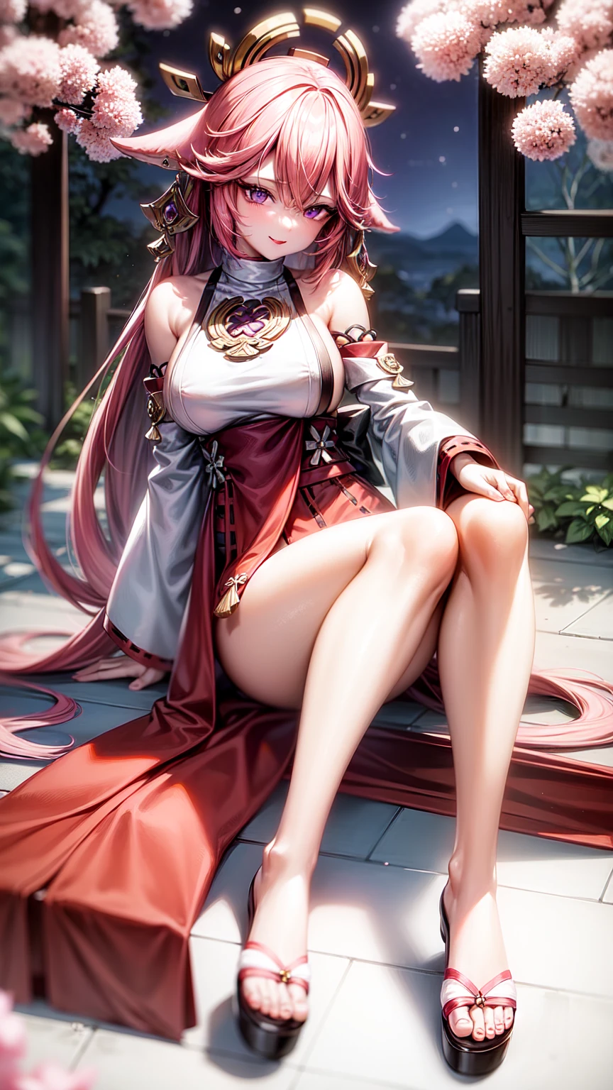 Yae Miko,purple eyes,wedding dress