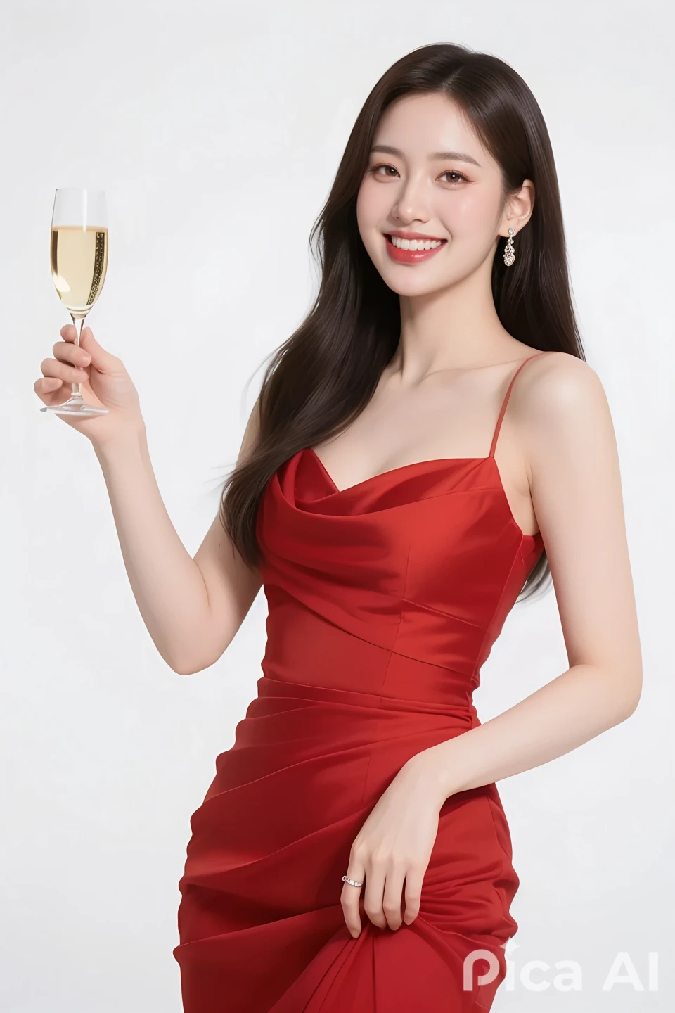 (green dress:1.2),1girl,hourglass body shape,waist up,beautiful detailed eyes,beautiful detailed lips,extremely detailed face,long eyelashes,detailed intricate dress,natural lighting,vibrant colors,soft focus,photorealistic,8k,extremely detailed,masterpiece