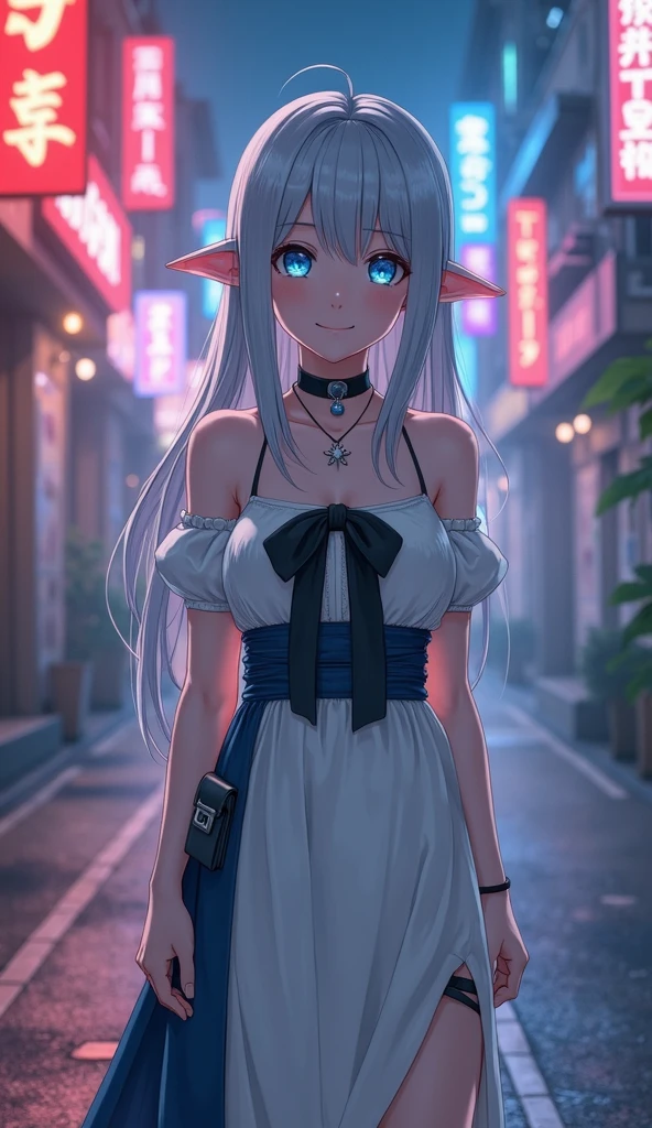 masterpiece, (((best quality))), ((ultra-detailed)), ((illustration)),
night,
1girl, elf, pointy_ears, red_eyes, silver_hair, long_hair, braid, breasts,
looking_at_viewer,
wet_shirt, wet_clothes, see-through,
starry_sky, star_\(sky\), night_sky, building, city_lights, skyscraper, city, house,