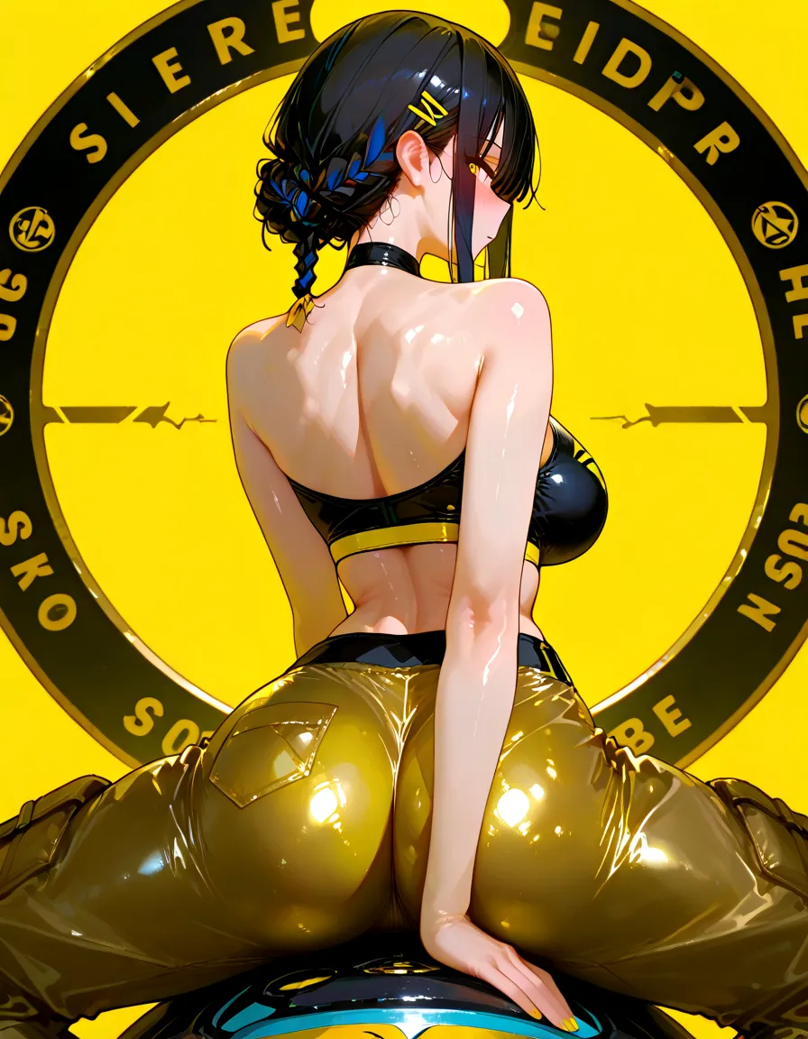 Slime girl, (slime), Slime hair Double buns hair style, Pumpkin Orange, weapon belt, Masterpiece, Best Quality, gigantic breasts, slime girl, slime girl, purple hair, lavender hair, yellow clothes, weapon belt around waistline, rifle, long rifle, AR-15 Rifle, assault rifle, exposed yellow bra, yellow clothing, wearing yellow clothing, fully body view, tight yellow dress, Rifle in hand, mature woman, gorgeous, perverted, sexy, yellow dress, exposed chest, exposed bra, exposed breast, black boots/heels, gold bracelets around wrist, holding rifle, aiming with rifle, tactical stance, tactical gear, sweaty body, long legs, tall woman, lustful yellow eyes, yellow lingerie , Slime girl, (slime), Slime hair Double buns hair style, Pumpkin Orange, weapon belt, Masterpiece, Best Quality, gigantic breasts, slime girl, slime girl, purple hair, lavender hair, yellow clothes, weapon belt around waistline, rifle, long rifle, AR-15 Rifle, assault rifle, exposed yellow bra, yellow clothing, wearing yellow clothing, fully body view, tight yellow dress, Rifle in hand, mature woman, gorgeous, perverted, sexy, yellow dress, exposed chest, exposed bra, exposed breast, black boots/heels, gold bracelets around wrist, holding rifle, aiming with rifle, tactical stance, tactical gear, sweaty body, long legs, tall woman, lustful yellow eyes, yellow lingerie, mature body, mature face, dark purple hair color, purple hair, bending down, bent over, crouching , big butt