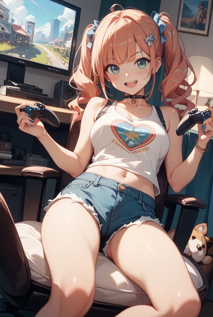 score_9, score_8_up, score_7_up, score_6_up, score_5_up, score_4_up
reisalin stout, choker, beret, crop top, lingerie, fashion,
playing games, playstation controller, excited, sitting, couch, living room
