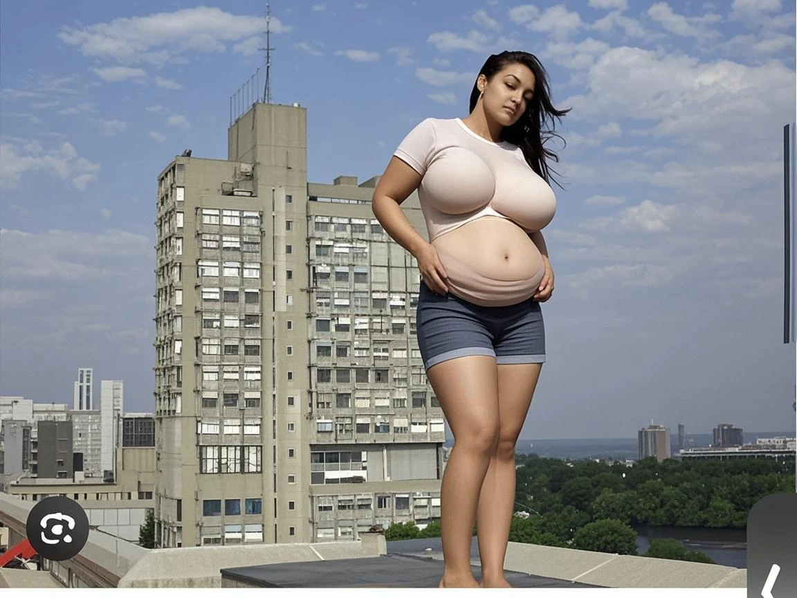 Create a woman who has bigger breasts than a city that is skinny