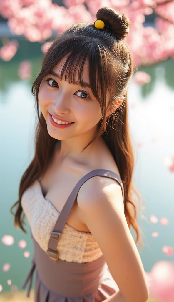 (highest quality,masterpiece:1.3,ultra high resolution),(Super detailed,caustics,8k),(photorealistic:1.4,RAW shooting),1girl,(look down at the camera),(front shot:1.1),(face forward),1,cute,Japanese,sleeveless dress,(small breasts),(big boobs),(close up),(breast focus),street,sunshine,Natural light,(Backlight),(A bright light shines from behind),(Lens flare),professional writing,(cowboy shot),(low position:1.3),(Low - Angle:1.3),sad,cleavage