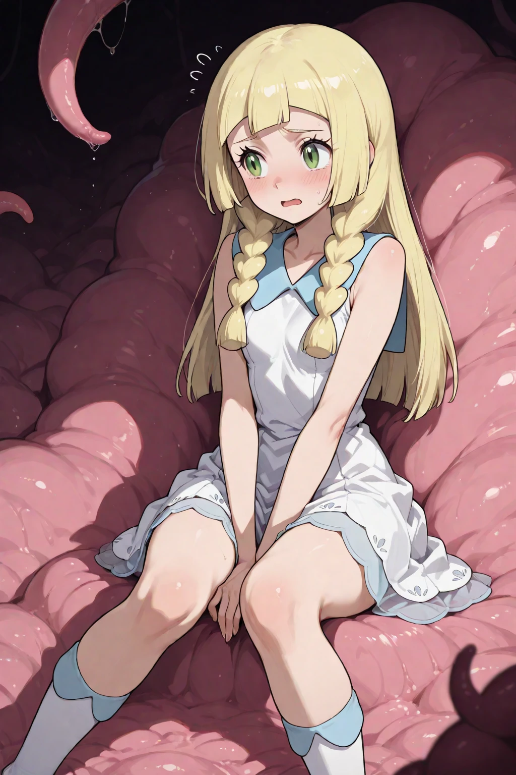 Rapunzel, ripped dress, nipples, panties, blushed, frown, NSFW, dirty