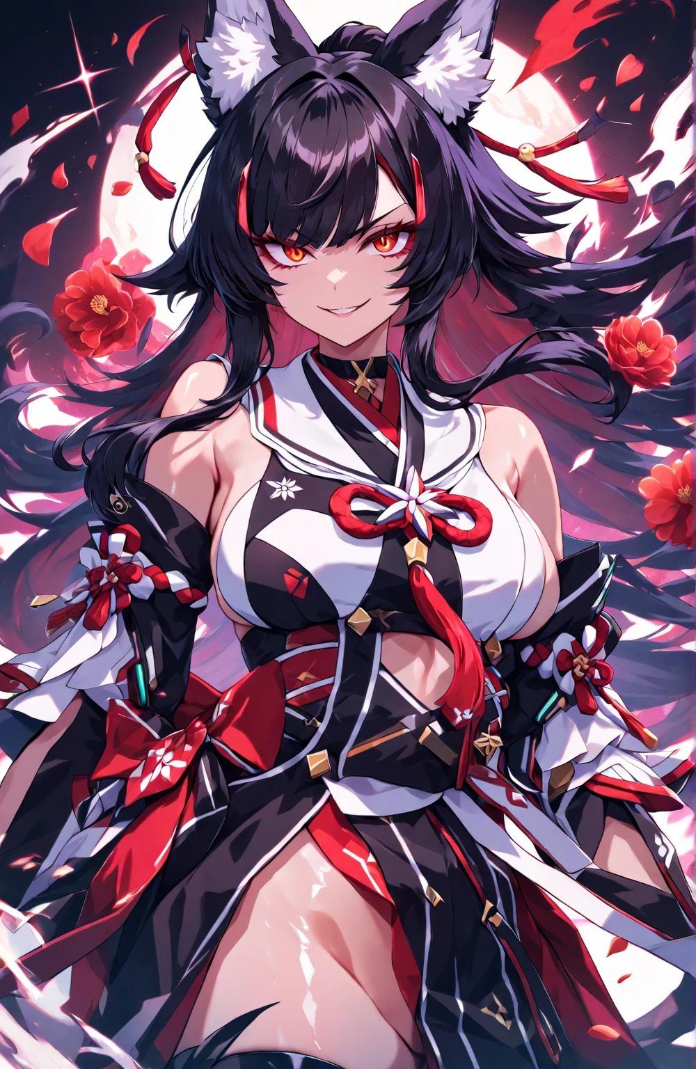 shining golden and red eyes