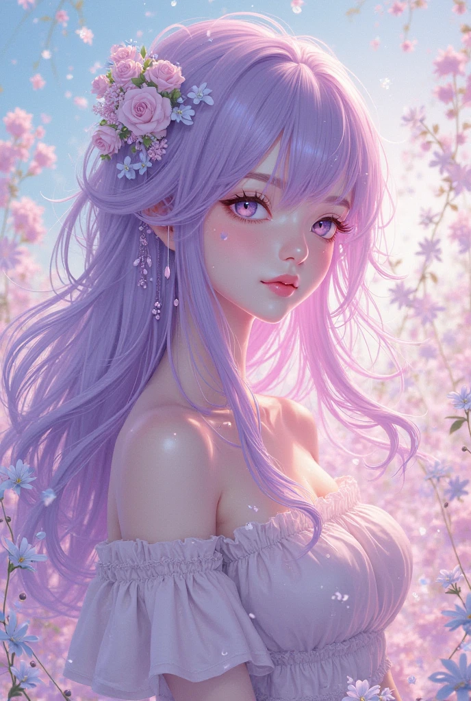 ((masterpiece)). This work is wonderful, dream-like、Fantastic, Soft pink watercolor shades with candy accents. Generate and explore delicate and understated fairies (A colorful bubble gum world in pastel colors). Her sweet face is extremely detailed and realistic with elegant features and a fierce expression, And it becomes ((((Naomi Scott)))). Mature characteristics and stunning, Extremely realistic eyes. Her eyes are important、Be realistic, Very detailed, And it's beautiful. High resolution and detail, Include many details like stars, Milky Way, Colorful bubbles, Colorful petals, And a lot of energy and emotion! Stars and colorful bubblegum bubbles are important! Include fantasy details, Enhanced Details, iris, Colorful sparkling wind, And pollen. Pay special attention to her face、Make sure it's beautiful and realistic in detail。. The image should be dream-like、Fantastic.8K, Complex, elegant, Very detailed, Majestic, Digital photography
