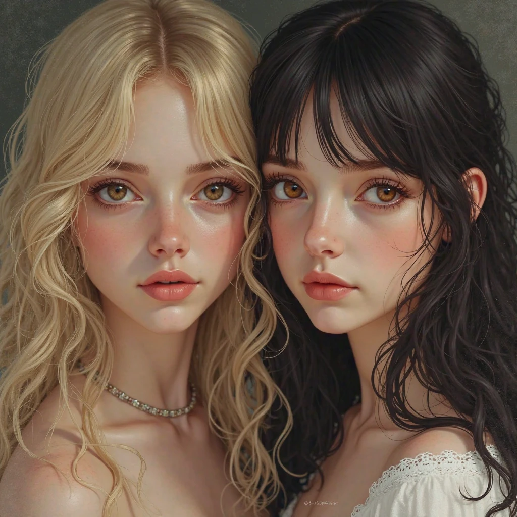 score_9, score_8_up, score_7_up, score_6_up, score_5_up, score_4_up,
(close up face:1.4), eye view, sexy, seductive, 2 women, 25 years old, european, beautiful faces, joy, adult, open hair, blush, hair ribbons, feeling of summer, lesbian, sitting, cute, looking at viewer
spotlight, dramatic lighting