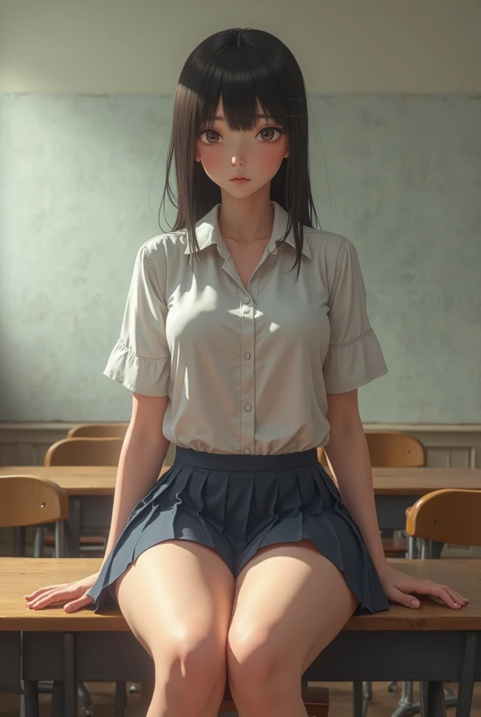 (Ultra-realistic), (number), (high resolution), (8K), (Very detailed), (Best number), (Exquisite and detailed), (best quality), (Very detailed), (masterpiece), (wallpaper), (Delicate face), Solitary, A girl, Viewers, Cafe staff、(high resolution),(high resolution),(high resolution),(8K), A girl, School__Transparent miniskirt white_scarf_Black_Knee socks、in high school classroom, Lying on the floor, Spread your legs, Shirts lift, Show your breasts, Spread your legs, squat, Not Wearing,Scandalous clothing,front,,Leakage,Realism,nude,can see,Open thighs,Exposing nipples really big breast