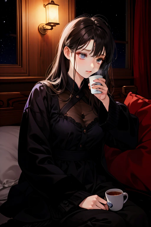 1girll,(enchanced quality:1.4),(Top quality true texture skin), Delicate face,Black hair, Gradient hair, Petite body,(perfect bodies:1.1), There are precious stones on the forehead, rimless eyewears, Sparkling pupils,long eyelasher,grin, hyper photorealism, Cinematic lighting, projected inset, surrealism, hyper HD, Masterpiece, 16k,Lie down,dream on,Wear transparent silk pajamas,Carmelto,Legs slightly open,Tattooed with,Fantasy space,Luxurious space